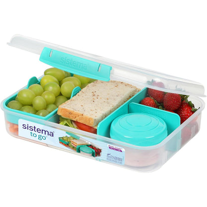 186170 - SISTEMA Kutia e Drekës Bento Box Create Me Ndarje, Kapaciteti 1.48 L, Përfshin Enë Kosi/Frutash, Përshtatshme Për Fëmijë Dhe të Rritur, Ngjyra Blu Dhe Gjelbër.