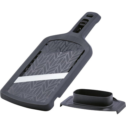 288467 - FACKELMANN MANDOLINË, prej çeliku inox me 4 nivele prerjeje, rrëshqitës ergonomik dhe mbajtëse skrapesh për prerje precize, prodhuar në Gjermani, ngjyrë gri