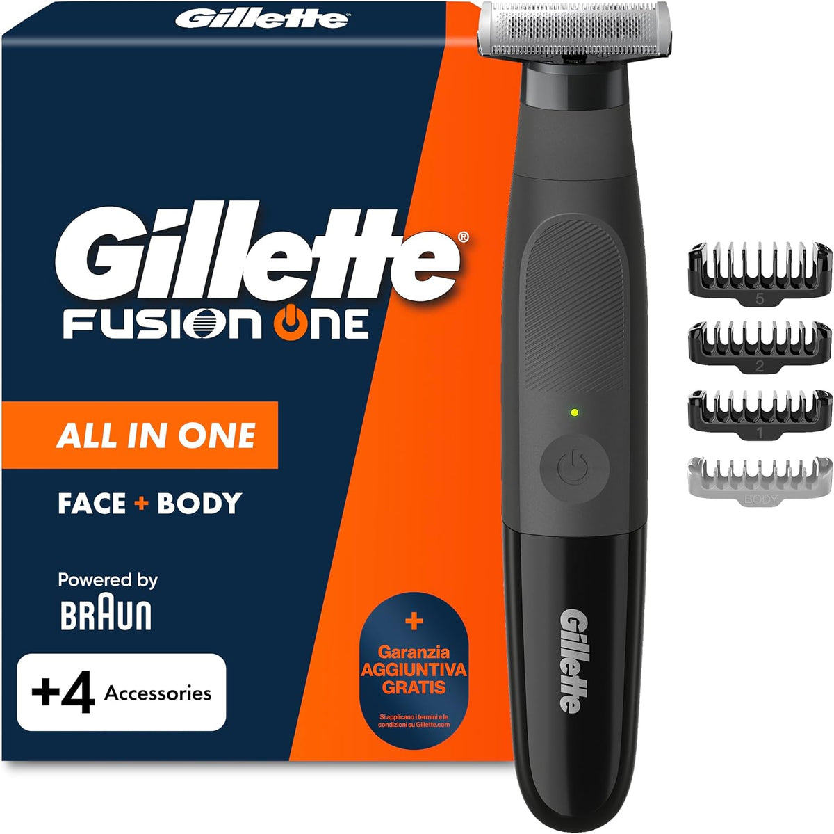 336001 - GILLETTE Fusion One Makinë rroje për mjekër dhe trup, e zezë