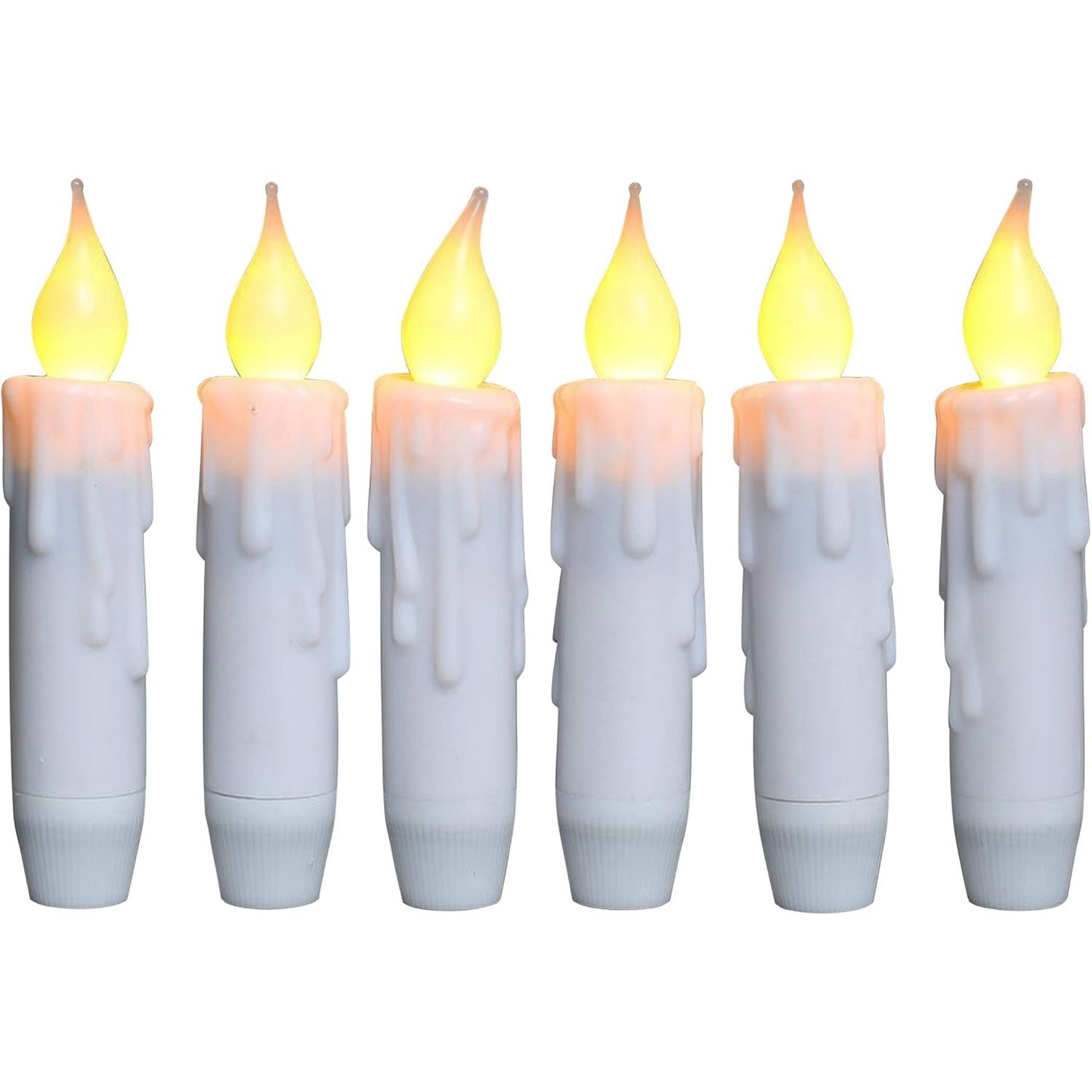 255960 - CVHOMEDECO. Set me 6 qirinj LED me ngjyrë të bardhë të ngrohtë, qirinj konikë 10.2 cm me kohëmatës