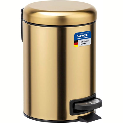 293923 - WENKO Kosh mbeturinash Leman me pedale, ngjyrë ari mat, kapacitet 3 l, çelik inox, 17 x 25 x 22.5 cm