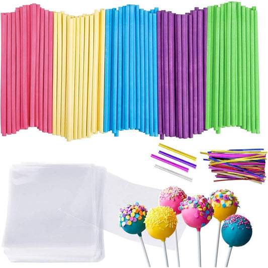 186846 - AGHOER Shkopinj Pastërtie 300 Copë, 15cm, Shkopinj Shumëngjyrësh për Torta, Ëmbëlsira dhe Çokollata