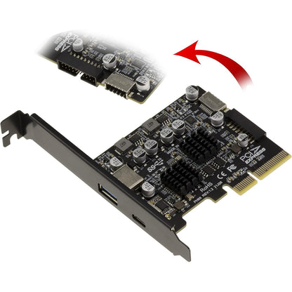273182 - KALEA-INFORMATIQUE Kartë kontrolluesi PCIe USB 3.2 Gen2 10G me dy porta Tipi A dhe Tipi C, dy porta të brendshme 19-pin Tipi E, Çipseti ASM 3142 dhe VIA VLI VL822