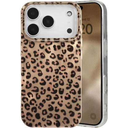 320666 - REOWNEST Mbrojtëse për iPhone 17 Pro Max, TPU, dizajn retro leopardi, ngjyrë ari
