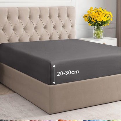 263071 - Çarçaf i montuar 180x200cm Gri e Errët - Mikrofibër - I butë me furçë - Pa rrudha, rezistent ndaj tkurrjes