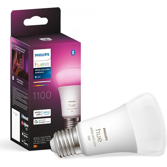 15231 - Llambë inteligjente Philips Hue e re e bardhë dhe me ngjyra Ambiance 75W - 1100 Lumen [E27 Edison Screw] me Bluetooth. Funksionon me Alexa, Google Assistant dhe Apple Homekit.