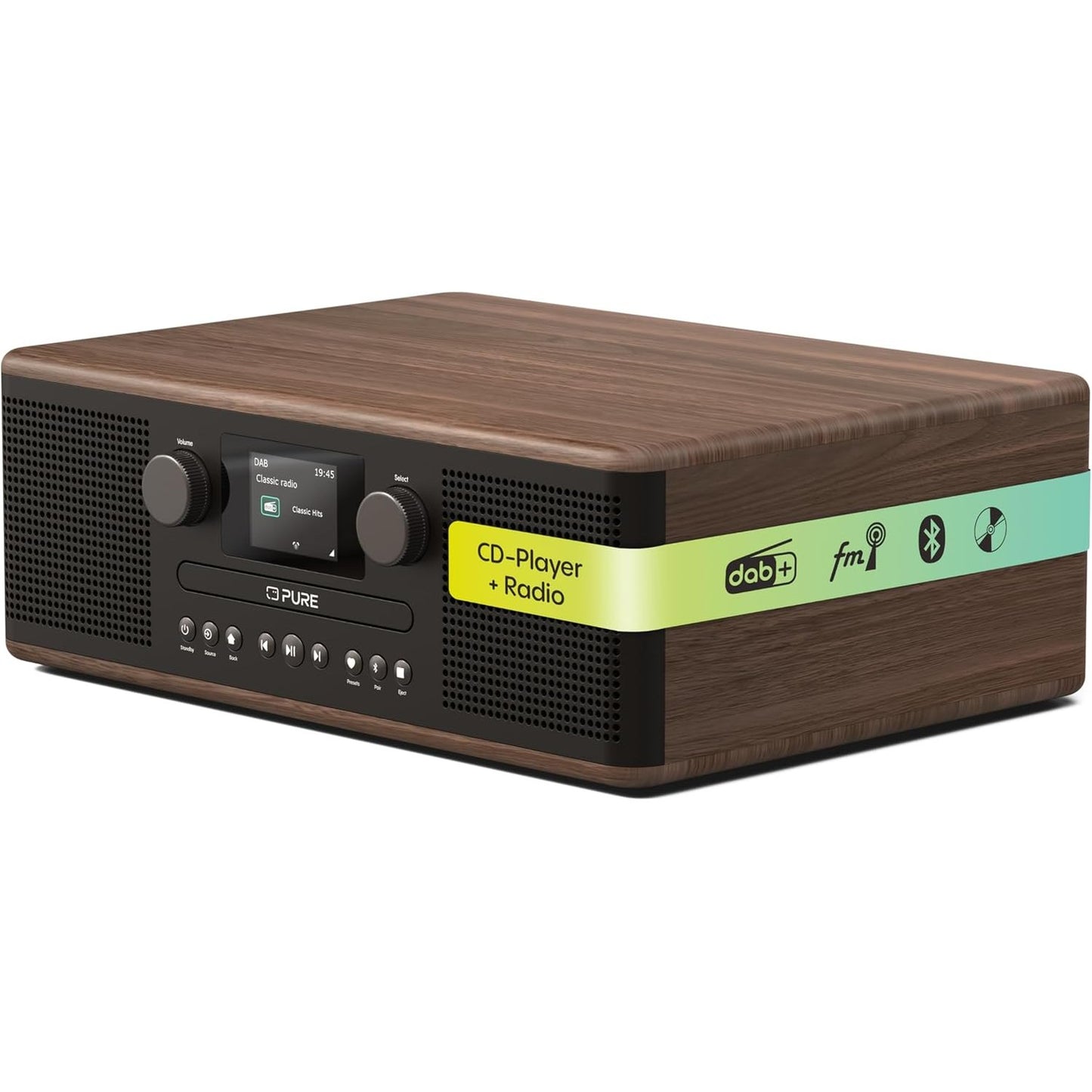 272668 - PURE KLASSIEK C-D6, Sistem muzikor (CD player, DAB+/FM, Bluetooth, AUX, USB, alarm, kohëmatës gjumi), kafe e zezë/arre