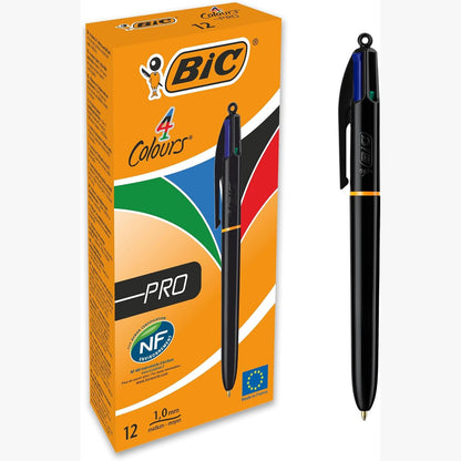276808 - BIC Stilolapsa të tërheqshëm 4 Colours Pro, Majë e mesme (1 mm), Kuti me 12 copë, Ngjyra të ndryshme