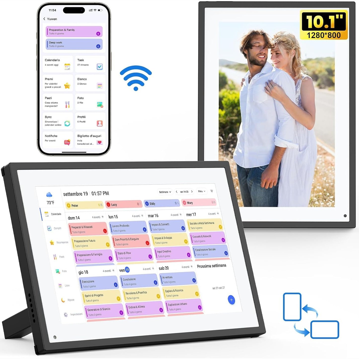 319324 - NEWYES Kalendar dixhital për tavolinë 2026, 10.1", Wi-Fi, kornizë dixhitale inteligjente me prekje
