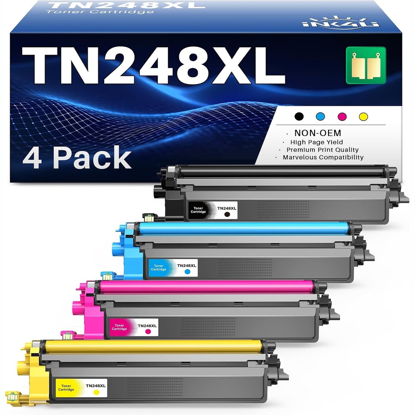266241 - Brother Toneri TN248XL, i pajtueshëm me TN248CMYK TN248VAL TN248XLBK TN248C TN248M TN248Y për HL-L3240CDW HL-L3220CW HL-L3220CWE HL-L3215CW DCP-L3515CDW MFC-L3740CDW