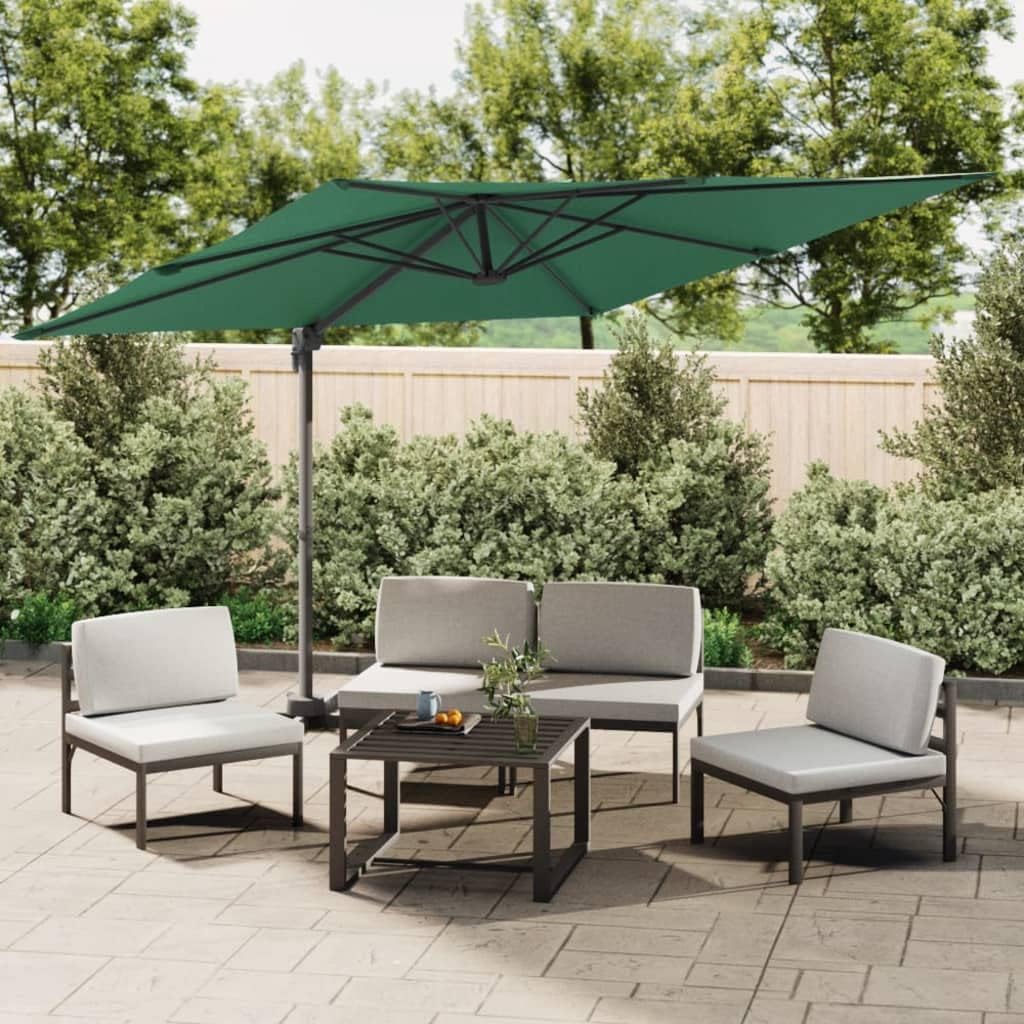 244442 - vidaXL Ombrellë Cantilever e Gjelbër 400x300 cm – Alumini, Mekanizëm me Manivelë