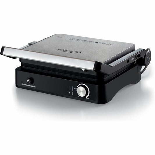 144418 - ARIETE 1934 MetalGrill, Skarë Elektrike 3 në 1, e Përziera, Fuqi 2000W, me 3 Mënyra Gatimi, Pjata Jo-Ngjitëse, Ngjyra Argjendtë/E Zezë