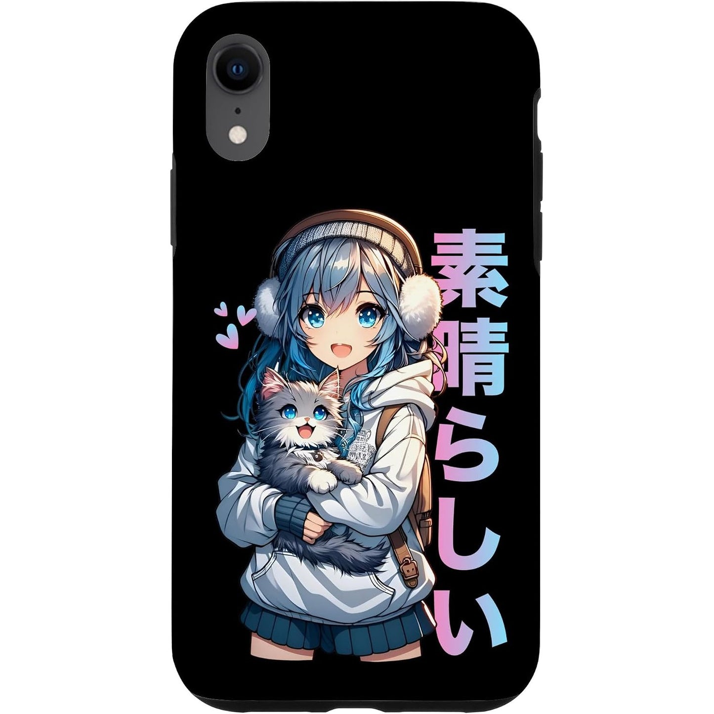 276829 - iPhone XR Case Vajzë e lezetshme anime me një mace Kawaii iPhone XR