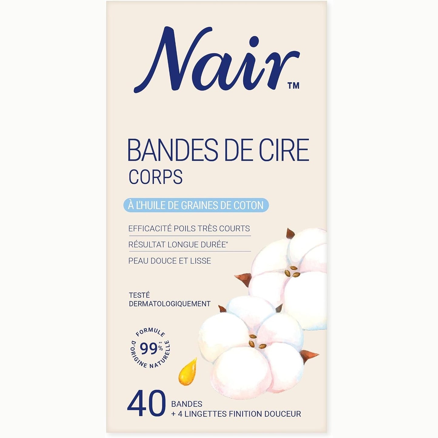 290467 - NAIR Shirita dylli për trupin - Pambuk - 40 shirita + 4 trajtime