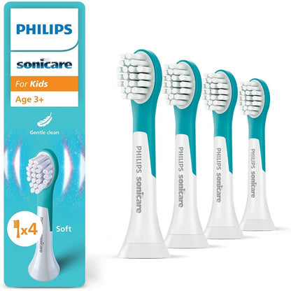 300782 - PHILIPS Sonicare për Fëmijë HX6034/90 - Koka Furçash Zëvendësuese Origjinale, Pako me 4, për fëmijë 3 vjeç e sipër