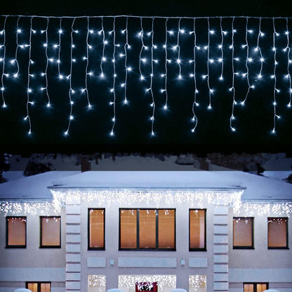 167651 - INTERGO Drita Icicle për Jashtë, LED 15m me 600 Drita Perde, IP44 Rezistent ndaj Ujit, me Kohëmatës, 8 Mënyra të ndryshueshme, Përdorim Gjërat e Brendshme dhe Jashtme, Ideal për Krishtlindje, Dhomë Fjetje, Festë, Dasëm