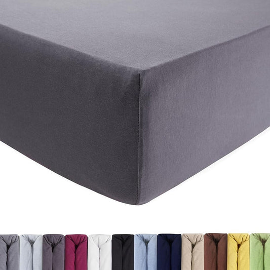 208380 - ENTSPANNO Çarçaf Luksoz 140x200cm deri në 160x220cm, Xhersi i Butë Premium, i Përshtatshëm për Shtretër Uji dhe Shtretër me Sustë deri në 35cm të Lartë - Gri e Çelët