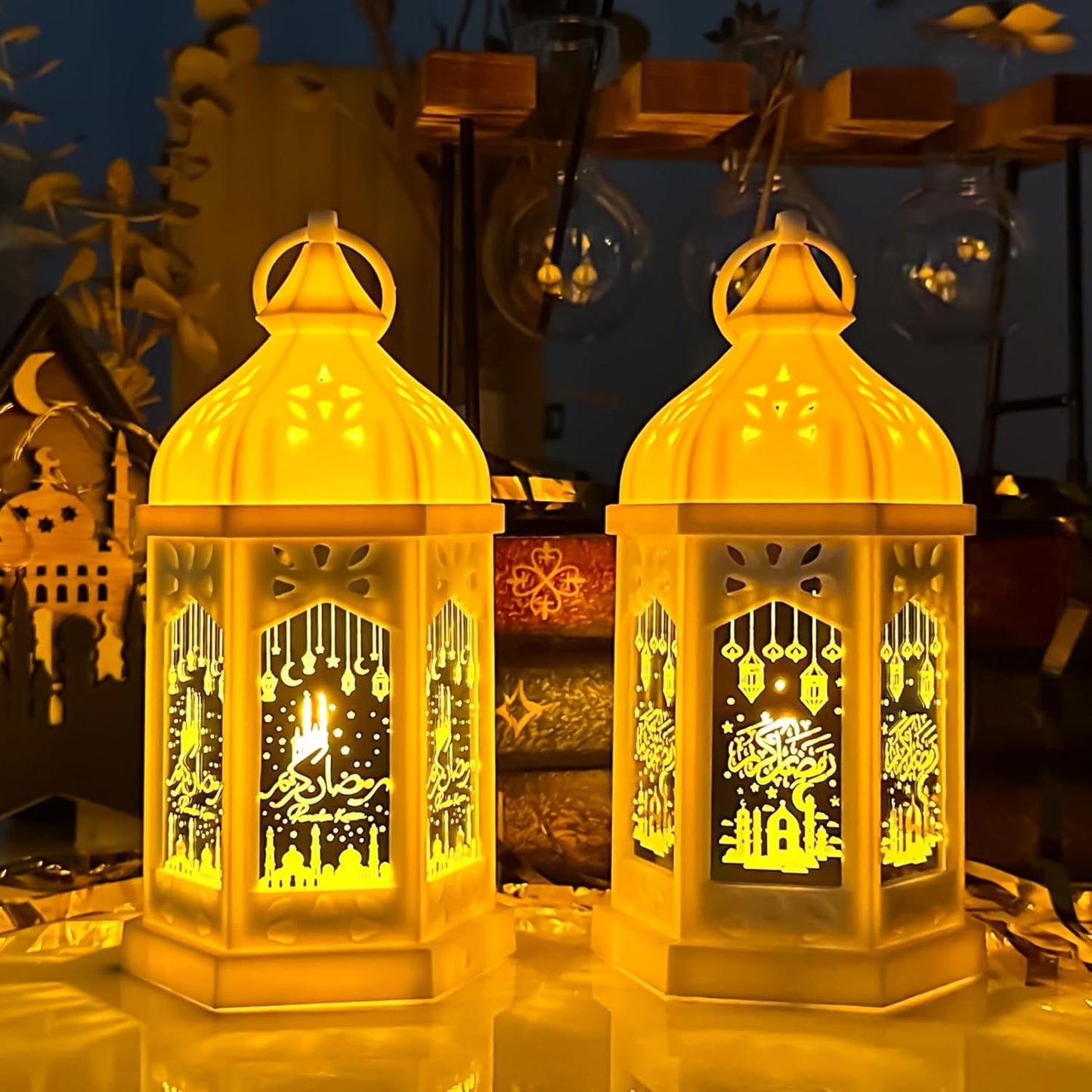 215198 - FUFRE Fener Dekorativ për Ramazan, 18 cm, me Dritë LED të Ngrohtë