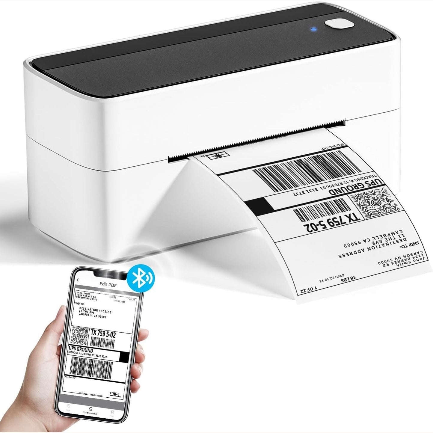276199 - PHOMEMO PRINTER TERMIK, Printer Etiketash Vetëngjitëse Bluetooth 4x6, për iOS, Android, Mac, Windows dhe Chromebook