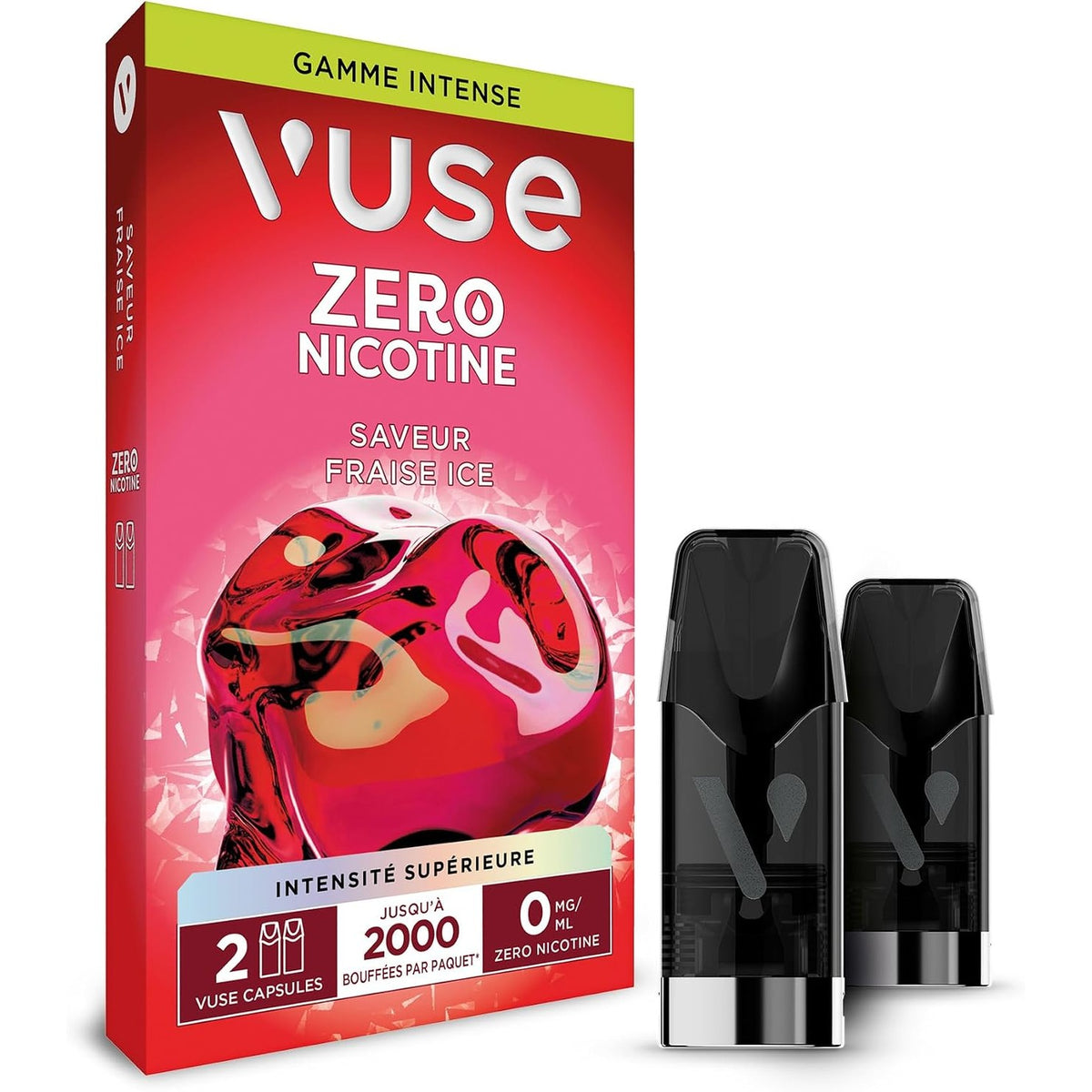 301274 - VUSE - Kapsula Intense Range, Akull me Luleshtrydhe, Pako me 2, deri në 1000 thithje për kapsulë, kompatibile me cigaret elektronike Vuse, pa nikotinë, 2.0 ml lëng elektronik