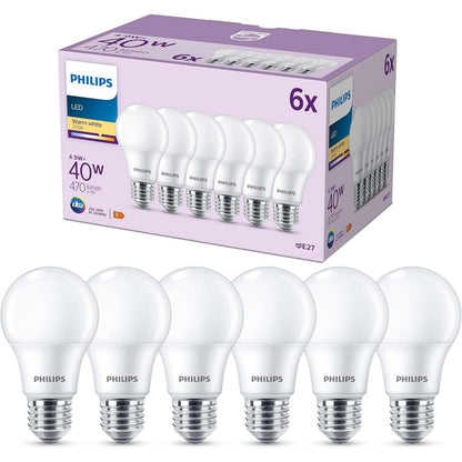 198350 - PHILIPS Lighting 929003540256, Pako prej 6 Llambave LED E27, 40W, të Bardha të Ngrohta