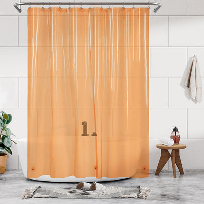 313495 - Mbulesë për perde dushi Barossa Design, 183 x 198 cm, e gjatë 198.1 cm, 3 magnete, rezistente ndaj ujit, pa PVC, transparente/portokalli