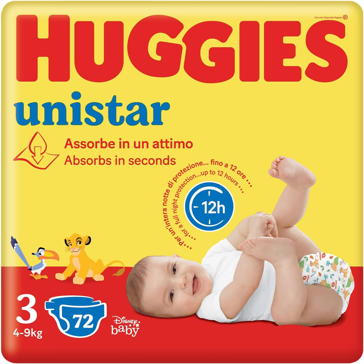307622 - HUGGIES Pelena Unistar Madhësia 3 (4-9 kg), Pako me 72 copë