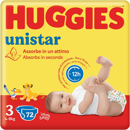 307622 - HUGGIES Pelena Unistar Madhësia 3 (4-9 kg), Pako me 72 copë