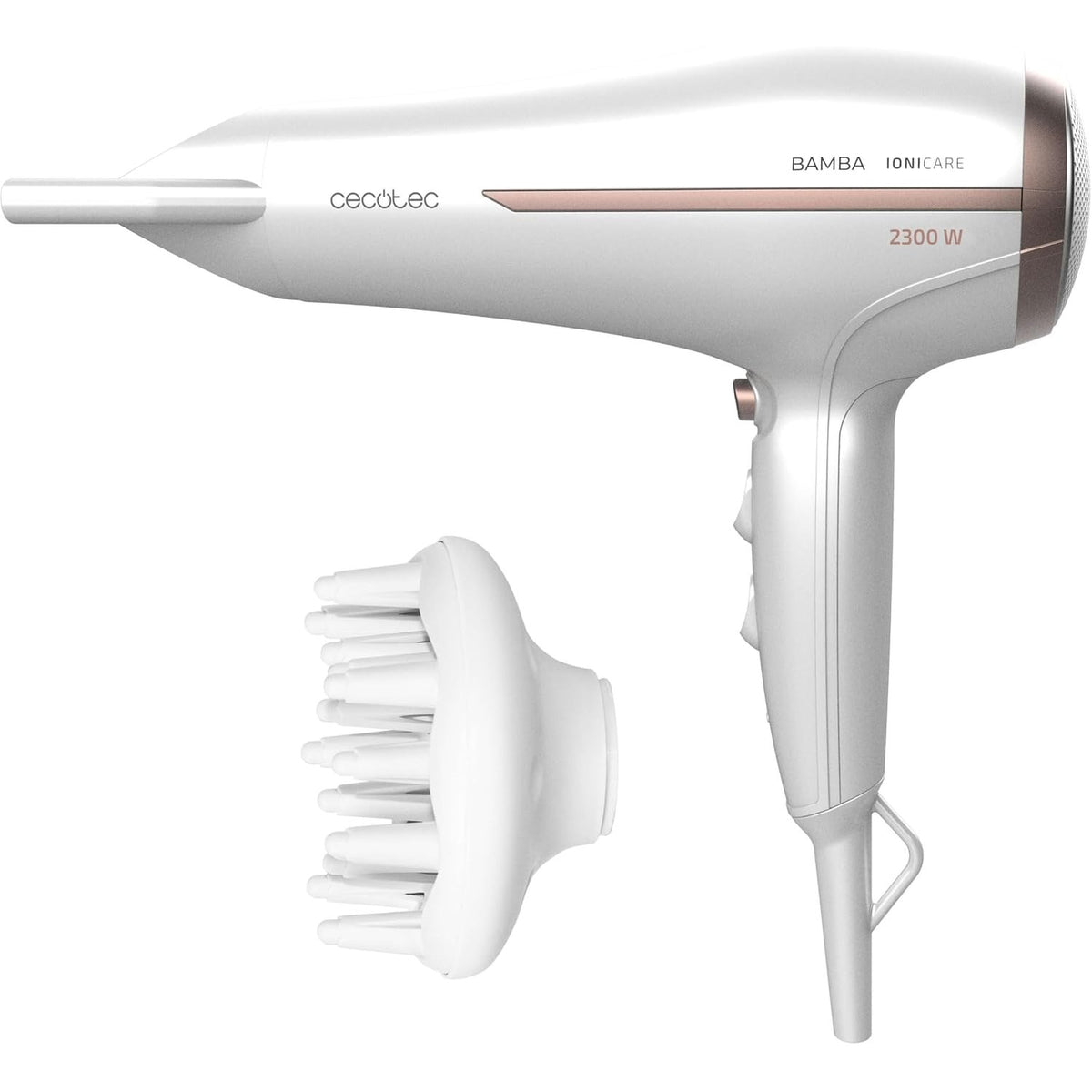 298298 - CECOTEC Tharëse flokësh Bamba IoniCare 5200 Aura, Teknologji jonike, 2300W, Kabllo 1.8 metra, E bardhë