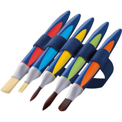 320493 - PELIKAN GRIFFIX Set furçash me 5 pjesë, 5 furça të ndryshme me qime dhe fije, me shirit furçe