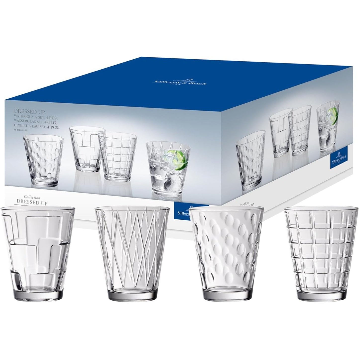 208944 - VILLEROY & BOCH - Seti i Gotave të Ujit 'Dressed Up', 4 Copë, Kapacitet 310ml, Material: Kristal i Tejdukshëm, i Përshtatshëm për Lavastovilje