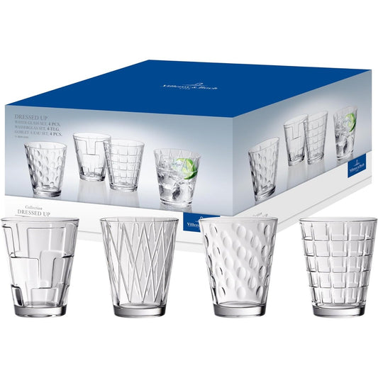 208944 - VILLEROY & BOCH - Seti i Gotave të Ujit 'Dressed Up', 4 Copë, Kapacitet 310ml, Material: Kristal i Tejdukshëm, i Përshtatshëm për Lavastovilje