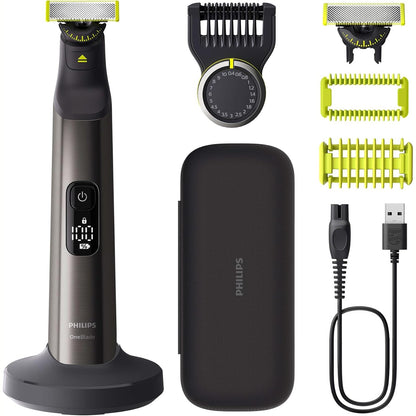 274945 - PHILIPS OneBlade Pro 360 QP6652/30, Makinë Elektrike Rroje, 2 Tehe 360, Krehër Preciz, 2 Shtojca Trupi, Çantë Udhëtimi, Stacion Karikimi