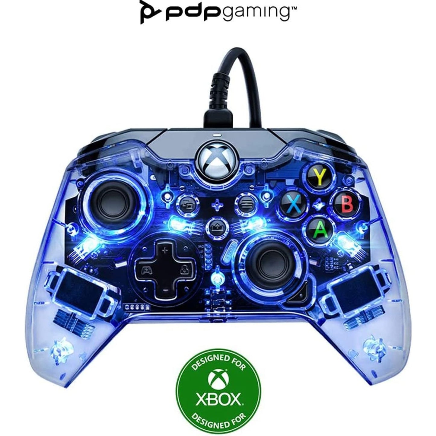 273283 - PDP Gamepad me LED me shkëlqim, Drita RGB, Lidhës USB, Kontrollet audio, Dridhje të dyfishtë, për Xbox Series X|S, Xbox One, PC