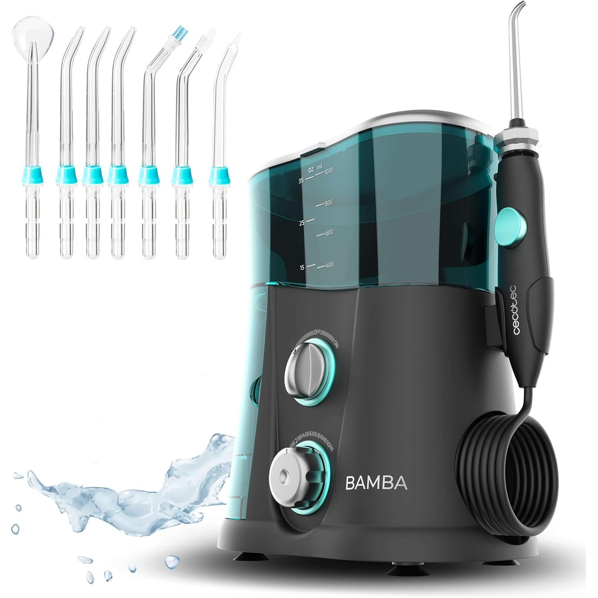 301887 - Cecotec ToothCare 1200 Jet Pro, 7 gryka, 1000 ml, 10 cilësime presioni, IPX4
