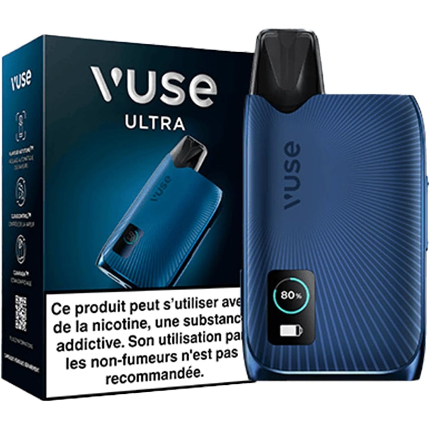 316834 - VUSE ULTRA Cigare elektronike, kit i plotë, avullues elektronik rikarikueshëm, prodhim avulli i rregullueshëm, ngjyra: blu