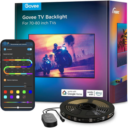 183970 - GOVEE Ndriçim prapa TV LED RGBIC, për TV 55-65 inç, Shirit Inteligjent LED 3.8m me Funskionin e Bluetooth dhe Wi-Fi, Sinkronizim me Muzikë, funksionon me Alexa dhe Google Assistant
