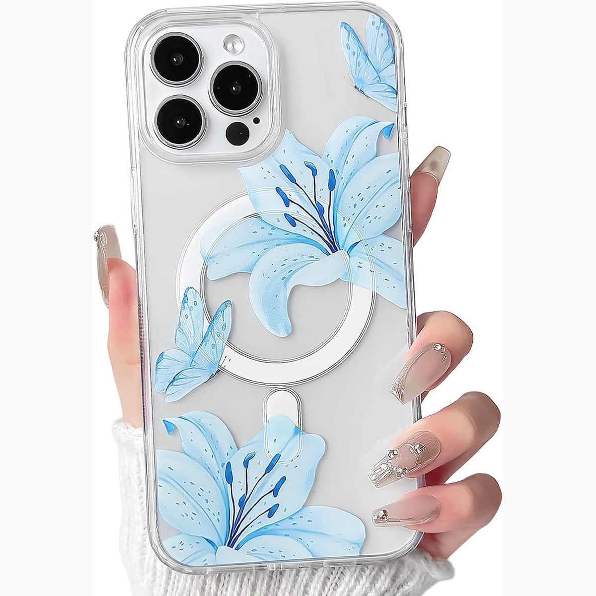 305438 - NITITOP Mbështjellëse magnetike për iPhone 13 Pro me ngjyrë zambaku, blu