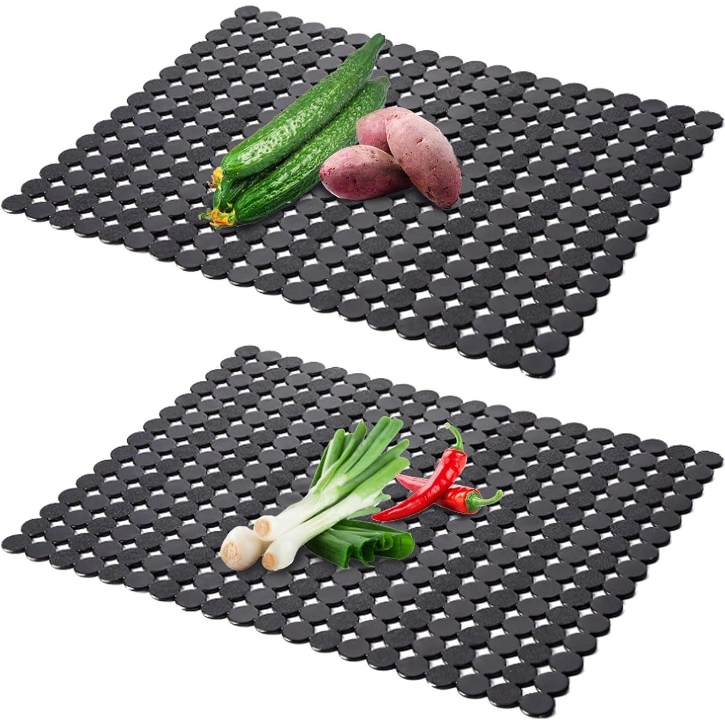 258046 - Luckwaii Tapet Lavamani me 2 Pjesë, PVC, 40 x 30 cm, Mbrojtës Lavamani i Prerë, i Zi