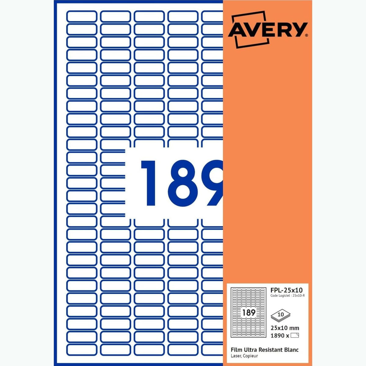 320166 - AVERY - 1890 etiketa plastike të bardha 25x10 Drejtkëndëshe