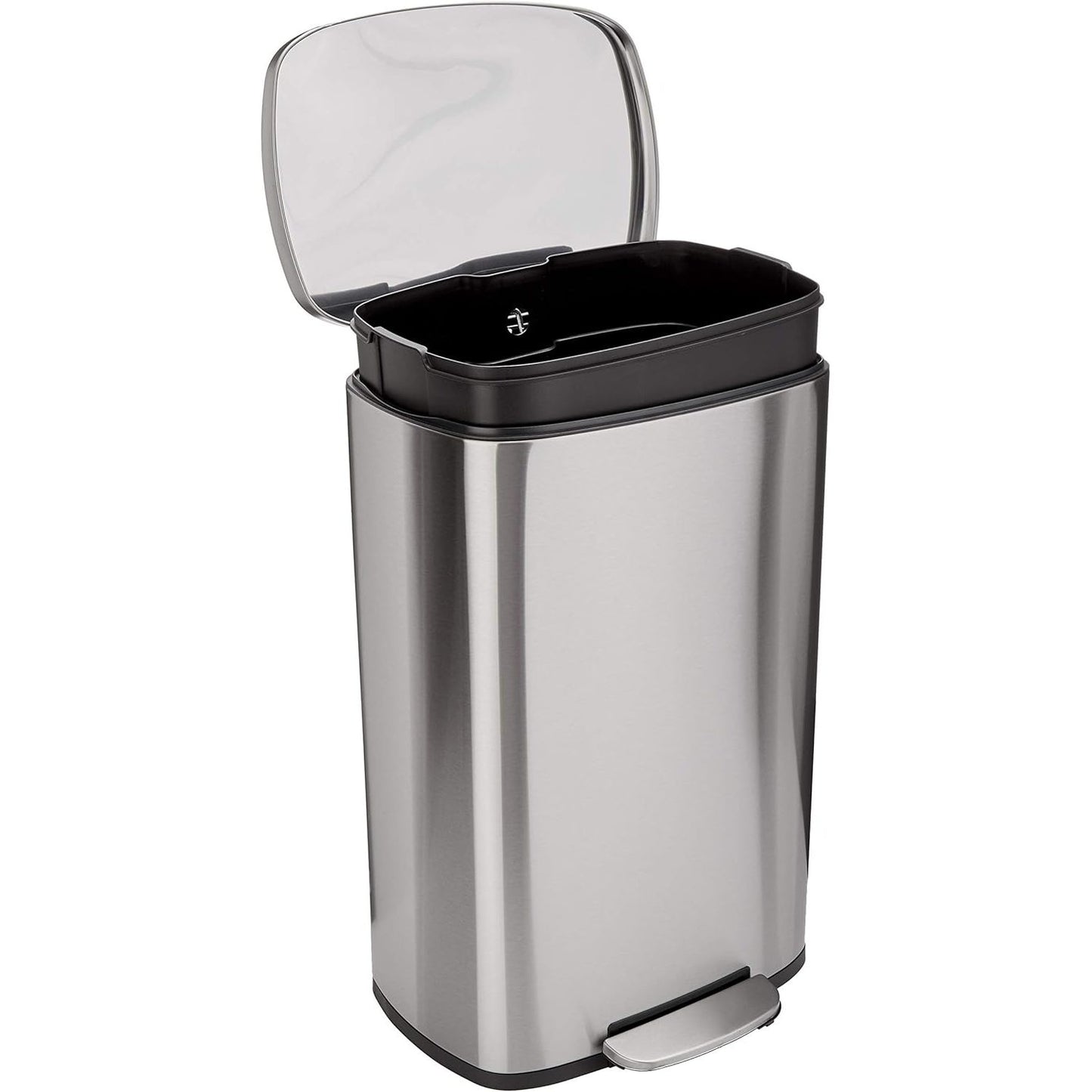 213129 - AMAZON BASICS Kosh plehrash drejtkëndor me mbyllje të butë, 50 L (13.2 Gallon), nikel saten