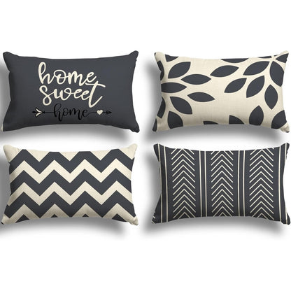 201703 - ZWJD - Set prej 4 Mbulesa Jastëkësh Dekorative, E Pëlhurë 30x50cm, Ngjyrë Gri e Errët për Stilin e Shtëpisë Fshatare, Përshtatet për Divan Dhomë ose Shtrat