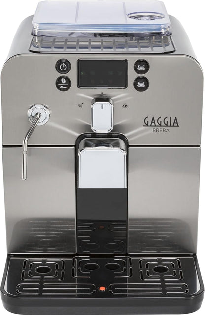 89089 - GAGGIA RI9305/11 Brera - Makinë Automatike Kafeje për Espresso dhe Cappuccino, Kokrra ose Kafe të Bluar, Fuqia 1400W, Ngjyra Argjendtë/E Zezë