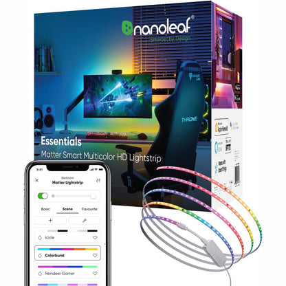 167355 - NANOLEAF Shirit LED Matter Lightstrip HD Shumëngjyrësh 5M, i Adresueshëm RGB me Qark të Lidhur, Sinkronizim me Muzikë dhe Ekran, i Pajtueshëm me Apple Alexa, Kontrolli Wi-Fi dhe Zanor
