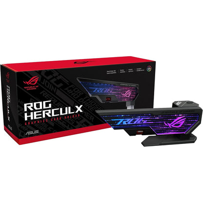 273372 - ASUS - Mbajtëse për kartën grafike ROG Herculx (lartësia mbështetëse 72-128 mm, instalim pa vegla, nivel i integruar, Aura Sync, e zezë)