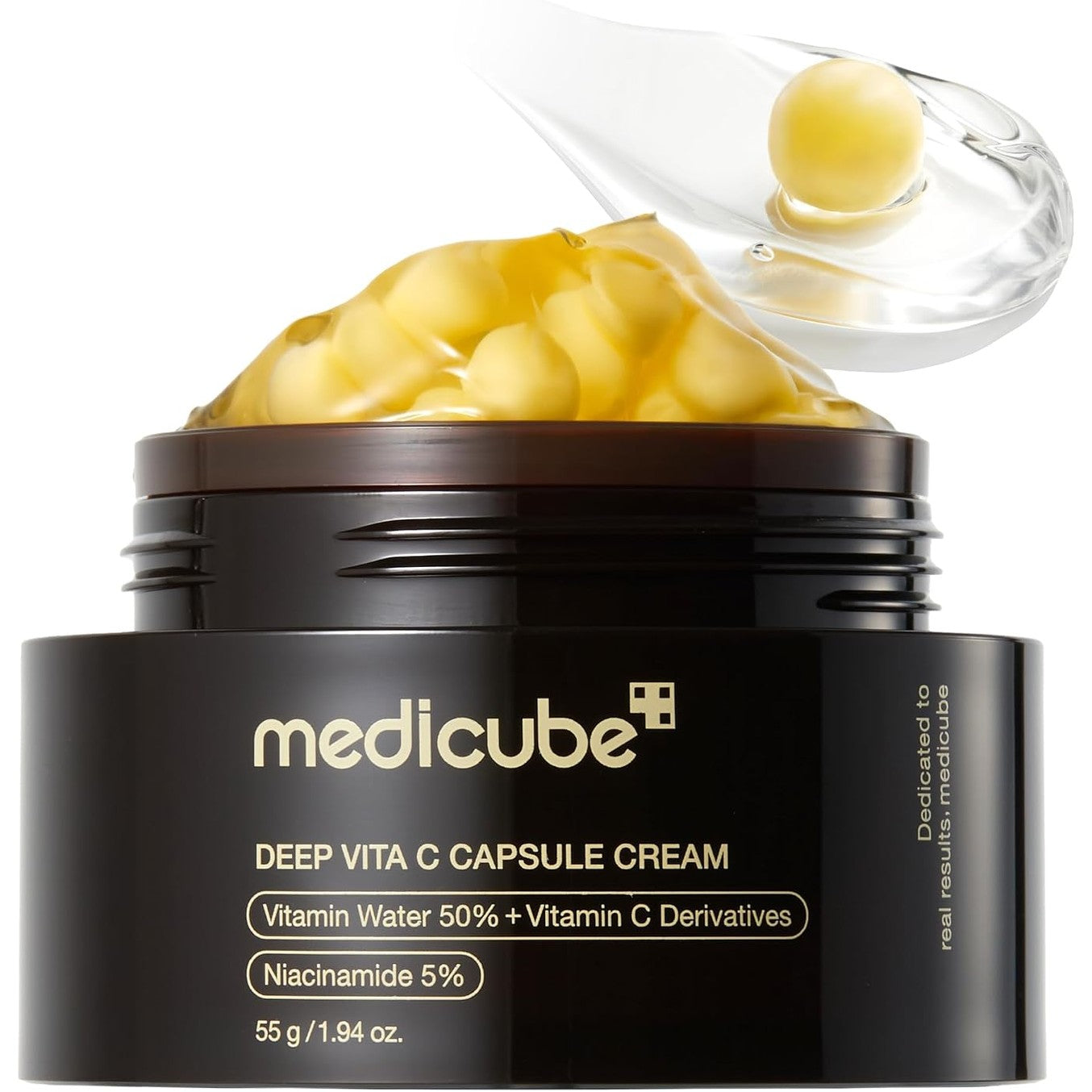 271920 - MEDICUBE Krem për fytyrën, Kapsula të arta me vitaminë C, lipozome, për rrudha, shkëlqim lëkure, xhel transparent për hidratim të ndritshëm, 1.94 oz