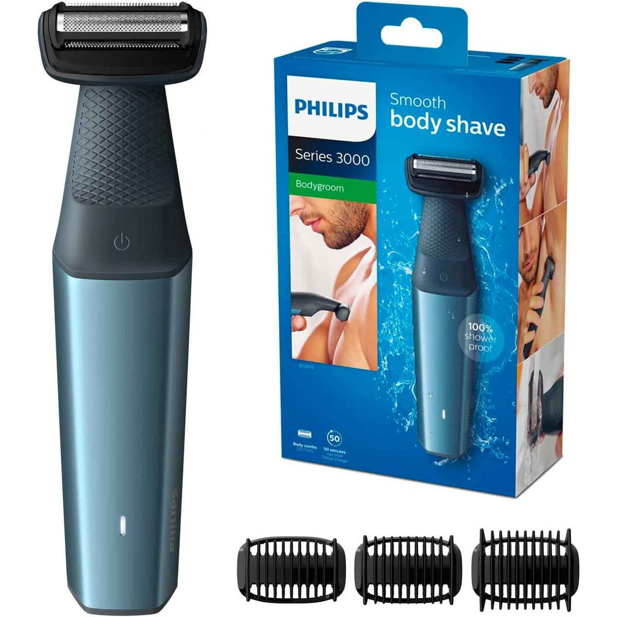 289582 - PHILIPS Bodygroom Series 3000, makinë prerëse e papërshkueshme nga uji, rruajtje e plotë dhe e rehatshme, kohëzgjatje 60 minuta, modeli BG3027/03