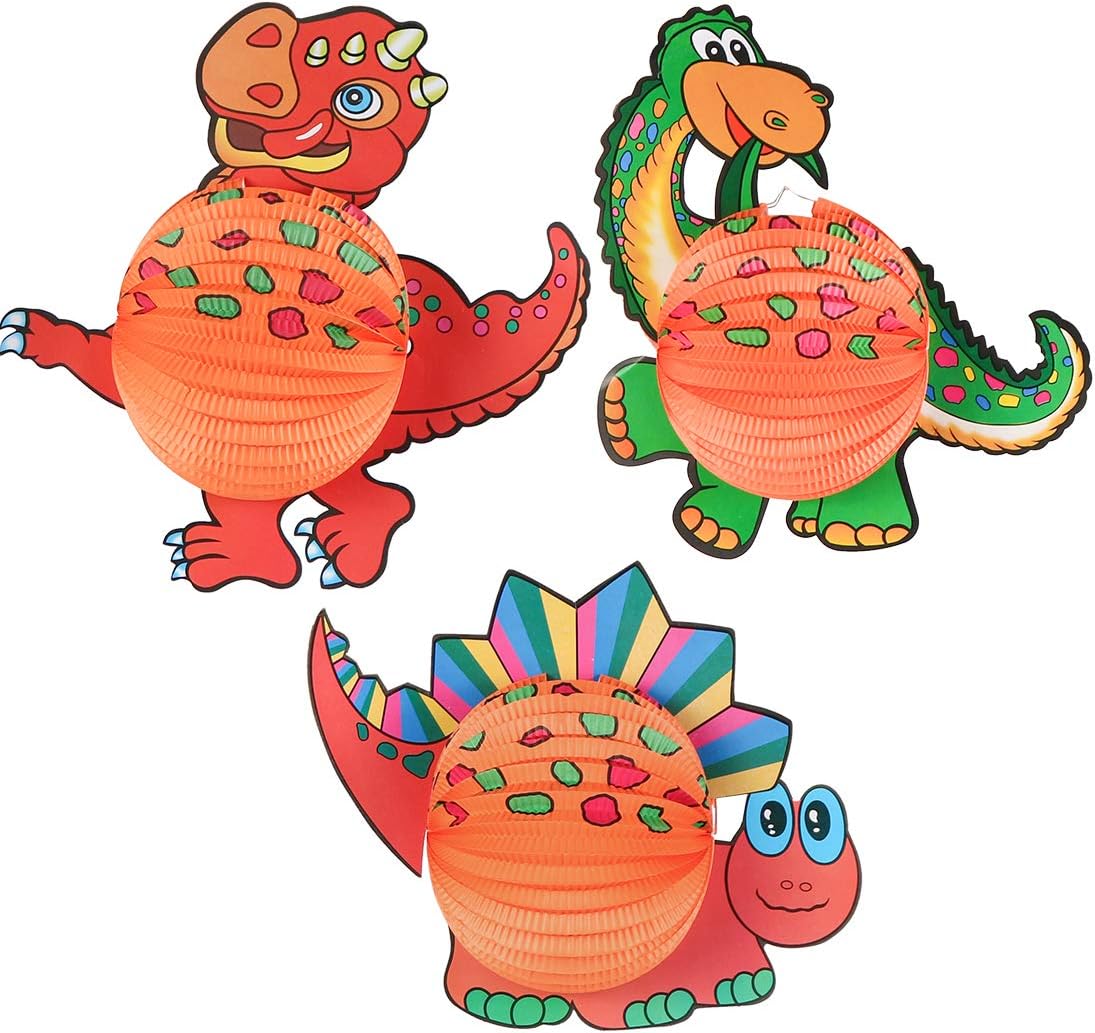 257692 - Fener BLUELVES me motive dinosauri, Pako me 3 fenerë letre, Fenerë dinosauri për Ditën e Shën Martinit dhe dekorime për paradën e fenerëve të Halloween-it