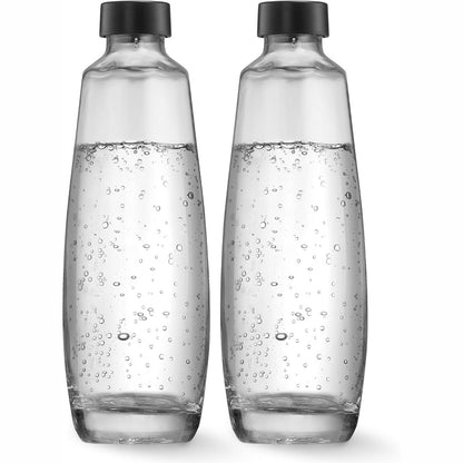 167874 - SODASTREAM Bupack Shishe Qelqi, 1 Litër, e Pajtueshme me Karbonatorin Duo, 2x1l, në Ngjyrën e Zezë, 10x19.5x29cm