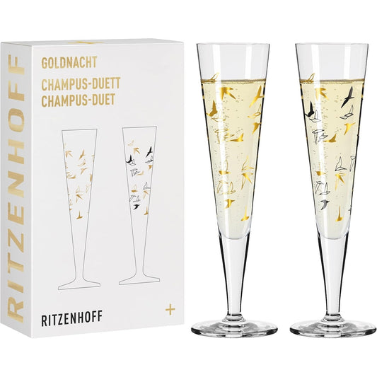 200675 - RITZENHOFF 6261001 Flutë Shampanje 200 ml - Seri Goldnacht Duett - Pjesë e 2 me Artë të vërtetë - E prodhuar në Gjermani